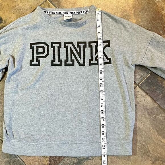 Victoria’s Secret PiNK Gray Campus Crew Sweatshirt Small - Picture 6 of 12